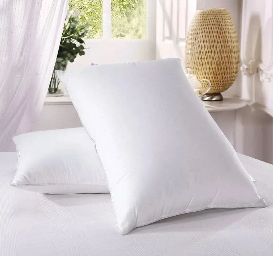 2 Goose and Duck Down Feather Pillows, 100% Cotton Shell, Non-allergenic & Anti dust mite, Soft Hotel Quality Pillows, Anti Bacterial White 2 pillows Pair.