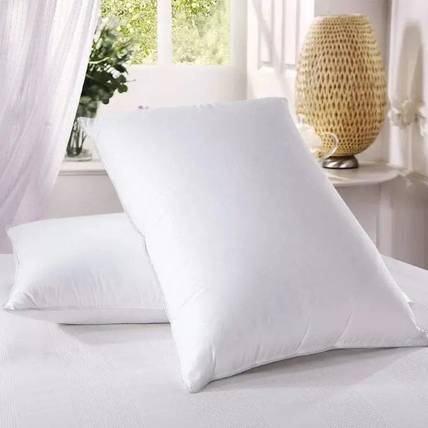 2 Goose and Duck Down Feather Pillows, 100% Cotton Shell, Non-allergenic & Anti dust mite, Soft Hotel Quality Pillows, Anti Bacterial White 2 pillows Pair.