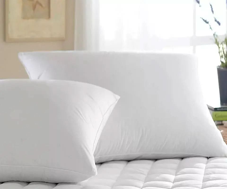 2 Goose and Duck Down Feather Pillows, 100% Cotton Shell, Non-allergenic & Anti dust mite, Soft Hotel Quality Pillows, Anti Bacterial White 2 pillows Pair.
