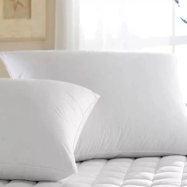 2 Goose and Duck Down Feather Pillows, 100% Cotton Shell, Non-allergenic & Anti dust mite, Soft Hotel Quality Pillows, Anti Bacterial White 2 pillows Pair.