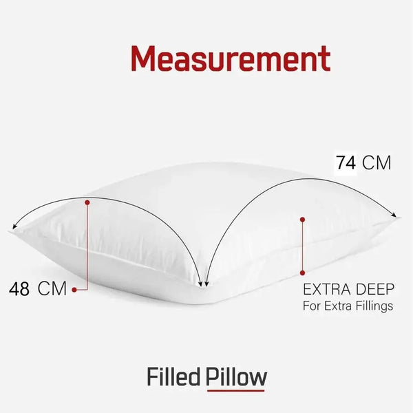 2-Pack Jumbo Fat Pillows - Hotel Quality, Extra Filled, Anti-Allergic Poly-Cotton, 19"x29" - Soft, Breathable & Hypoallergenic Comfort.