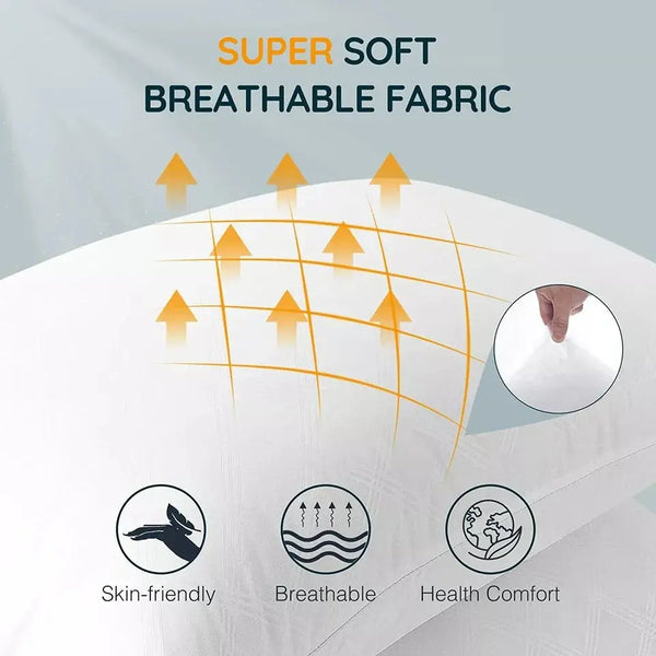 2-Pack Jumbo Fat Pillows - Hotel Quality, Extra Filled, Anti-Allergic Poly-Cotton, 19"x29" - Soft, Breathable & Hypoallergenic Comfort.
