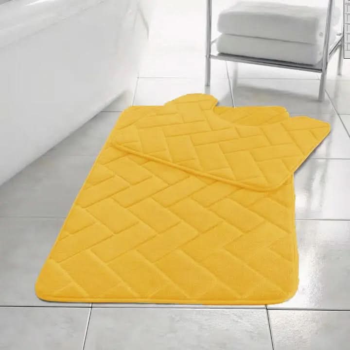 2pcs Non Slip Memory Foam Bricks Style Bath Mat Set - Super Soft & Water Absorbent.