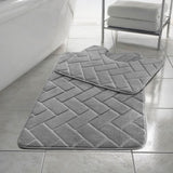 2pcs Non Slip Memory Foam Bricks Style Bath Mat Set - Super Soft & Water Absorbent.