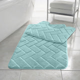 2pcs Non Slip Memory Foam Bricks Style Bath Mat Set - Super Soft & Water Absorbent.