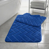 2pcs Non Slip Memory Foam Bricks Style Bath Mat Set - Super Soft & Water Absorbent.
