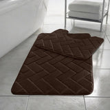 2pcs Non Slip Memory Foam Bricks Style Bath Mat Set - Super Soft & Water Absorbent.