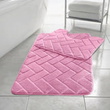 2pcs Non Slip Memory Foam Bricks Style Bath Mat Set - Super Soft & Water Absorbent.