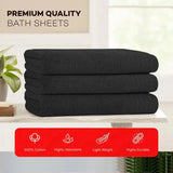 3 Pack Monaco Large Bath Sheets 100% Cotton 500GSM Highly Absorbent Towels Set for Home Gym Beach.