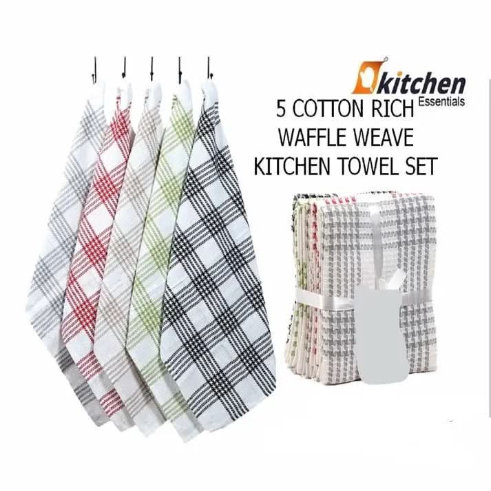 5-Pack Houndstooth Cotton Terry Tea Towels – Super Absorbent, Quick-Dry Kitchen Towels for Everyday Use - Victoria Cart