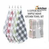 5-Pack Houndstooth Cotton Terry Tea Towels – Super Absorbent, Quick-Dry Kitchen Towels for Everyday Use - Victoria Cart