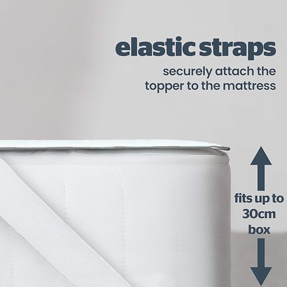 3-Layer Thermal Heat Retaining Mattress Topper - Self-Heating, Super Soft with Elasticated Corner Straps, All Sizes