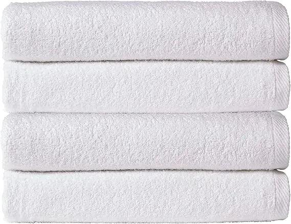Basics 4-Pack Luxury Bath Sheet Set – 100% Soft Cotton Towels for Everyday, Gym, Travel, and Holiday Use – White.
