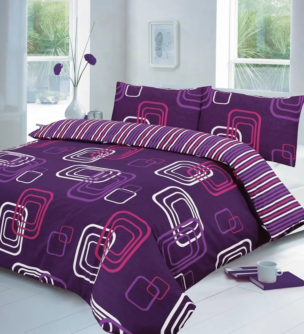 Luxuries Reversible BLAKE SQUARE BOX Duvet Cover + Pillow Case Bedding Set All  UK Size black soft bedding sets.