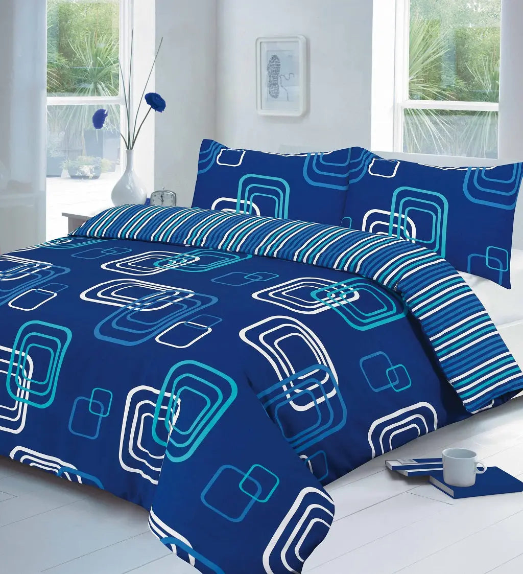 Luxuries Reversible BLAKE SQUARE BOX Duvet Cover + Pillow Case Bedding Set All  UK Size black soft bedding sets.