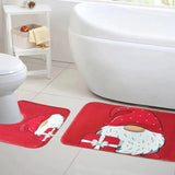 Christmas Bath Mat Set 2-Pc Memory Foam Non-Slip Absorbent Bathroom Rug.
