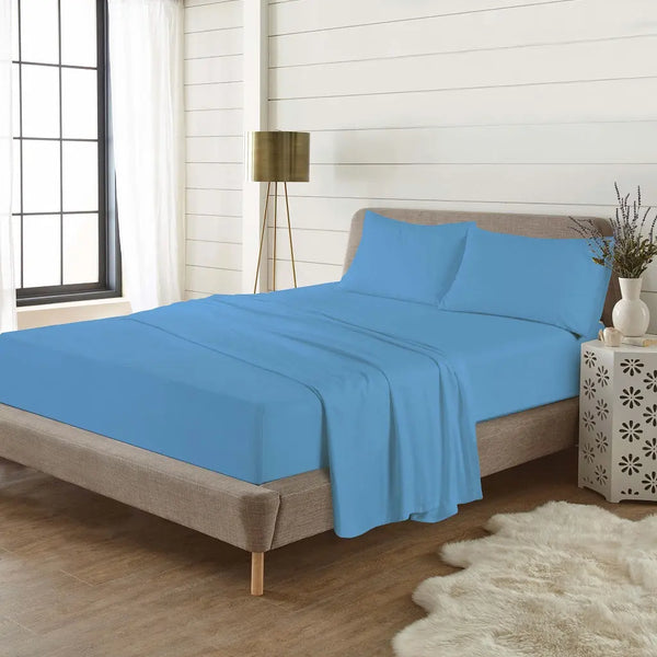 Cotton Sheet set (fitted + flat sheets + pillowcase), Single, 4ft, Double, King, Super King.
