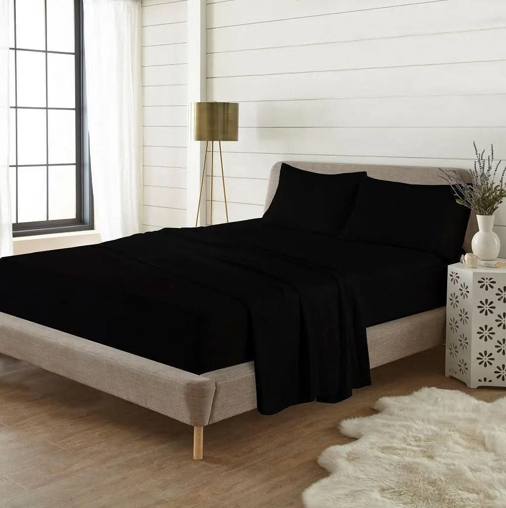Cotton Sheet set (fitted + flat sheets + pillowcase), Single, 4ft, Double, King, Super King.