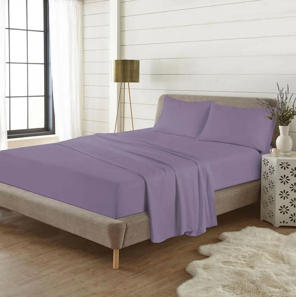 Cotton Sheet set (fitted + flat sheets + pillowcase), Single, 4ft, Double, King, Super King.