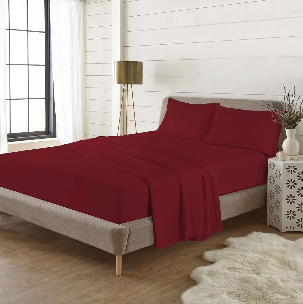 Cotton Sheet set (fitted + flat sheets + pillowcase), Single, 4ft, Double, King, Super King.