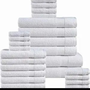 Egyptian Cotton Towel Set (8-Piece) Includes 4 Face Towels, 2 Hand Towels, & 2 Bath Towels - Luxurious, Anti-Bacterial, Reusable Bathroom Towels.