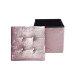 Foldable storage boxes- Folding Ottoman Storage Box Crushed Velvet Diamante - Home Organizer Pack Room.