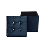 Foldable storage boxes- Folding Ottoman Storage Box Crushed Velvet Diamante - Home Organizer Pack Room.