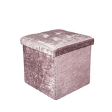 Foldable storage boxes- Folding Ottoman Storage Box Crushed Velvet Diamante - Home Organizer Pack Room.