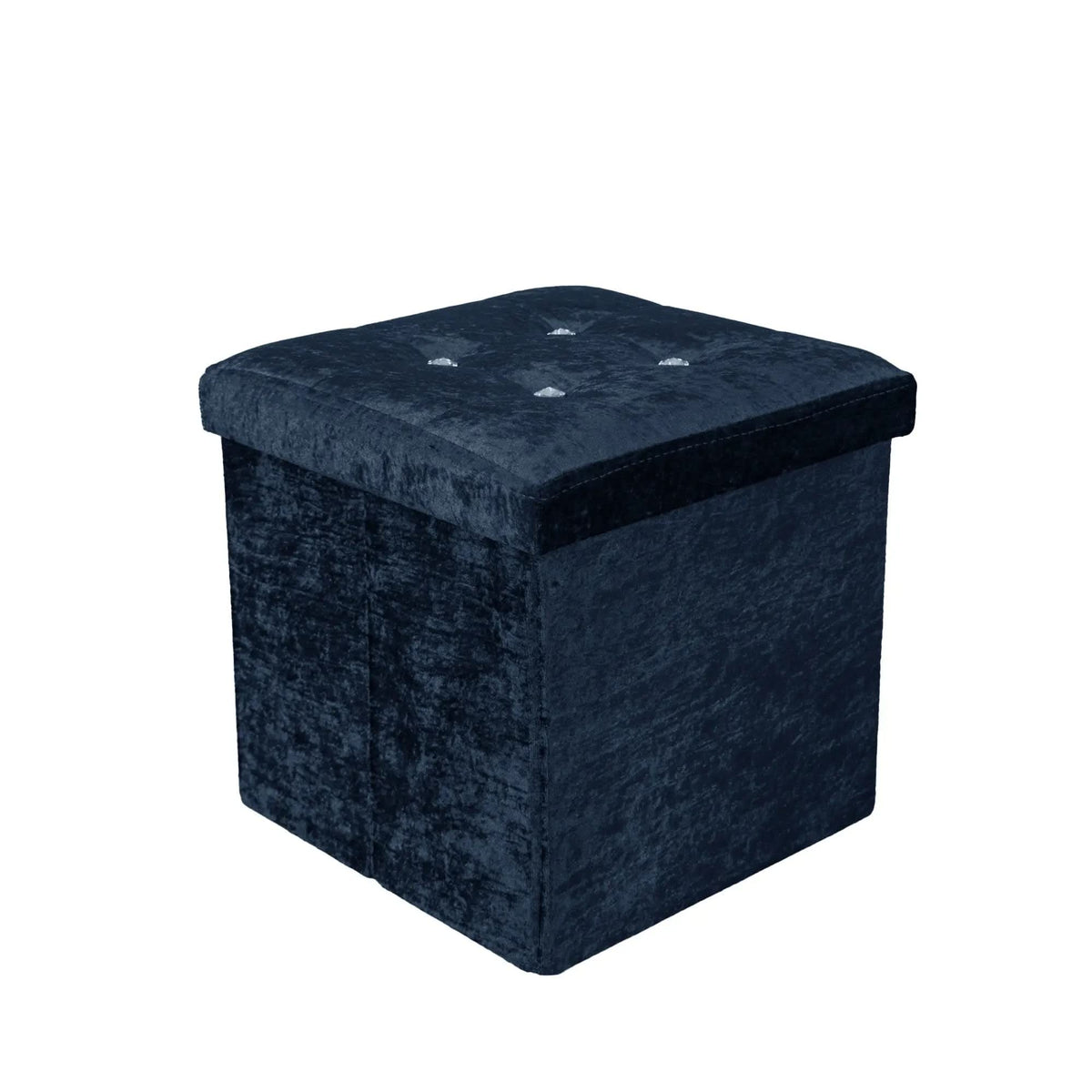Foldable storage boxes- Folding Ottoman Storage Box Crushed Velvet Diamante - Home Organizer Pack Room.