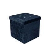 Foldable storage boxes- Folding Ottoman Storage Box Crushed Velvet Diamante - Home Organizer Pack Room.