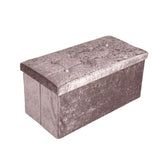 Foldable storage boxes- Folding Ottoman Storage Box Crushed Velvet Diamante - Home Organizer Pack Room.