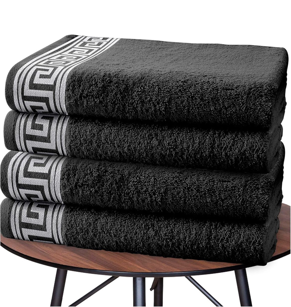 Luxury Greek Key Towels Set – Bath & Hand Towels – Soft & Hotel Quality