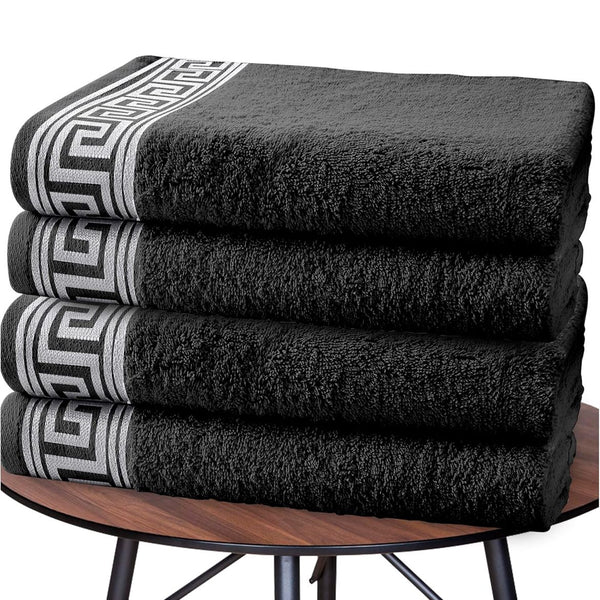 Luxury Greek Key Towels Set – Bath & Hand Towels – Soft & Hotel Quality