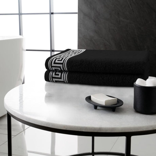 Luxury Greek Key Towels Set – Bath & Hand Towels – Soft & Hotel Quality