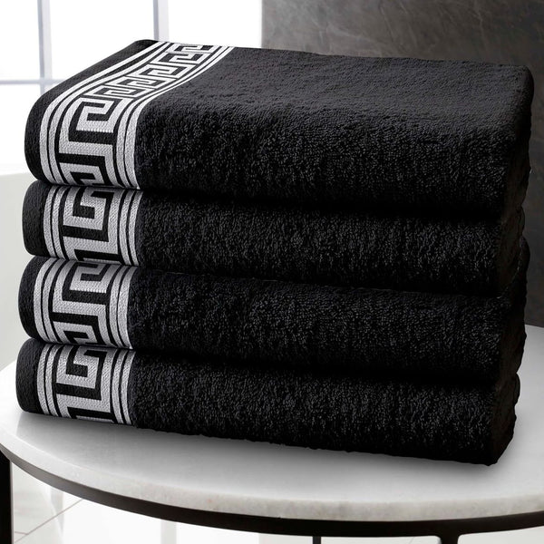 Luxury Greek Key Towels Set – Bath & Hand Towels – Soft & Hotel Quality