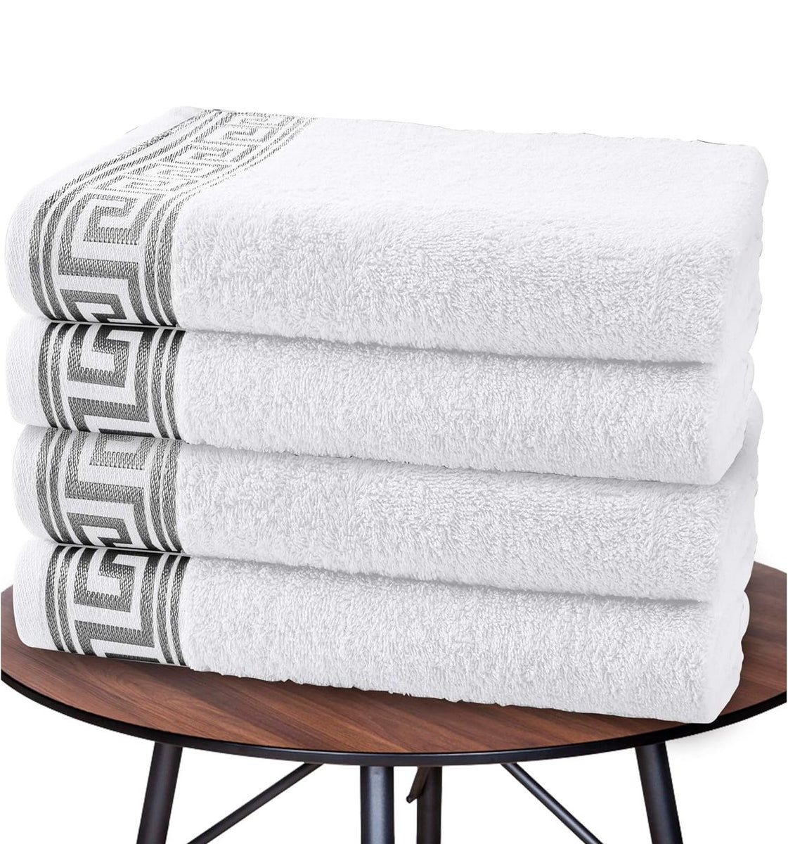 Luxury Greek Key Towels Set – Bath & Hand Towels – Soft & Hotel Quality