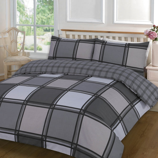 Luxuries LOGAN Duvet Quilt Cover + Pillow Case Bedding Set All Size -BLOCKS CHECK Quilt set