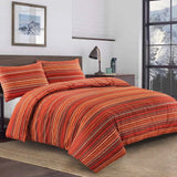 Leon Stripe Reversible Duvet and Pillowcase Set | UK Sizes | 200 Thread Count Quilted Set | 100% Poly-Cotton.