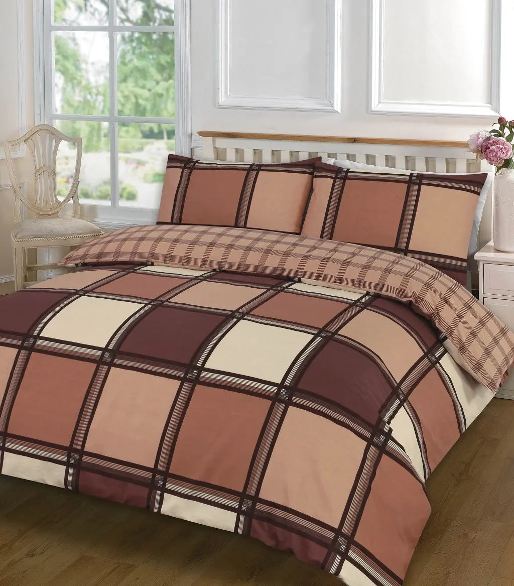 Luxuries LOGAN Duvet Cover Set + Pillow Case Bedding Set All Size -BLOCKS CHECK Quilt set.