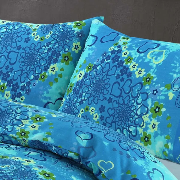 Luxurious Reversible Jasmin Floral Hearts Duvet Cover Sets - Modern Style - All UK Sizes.