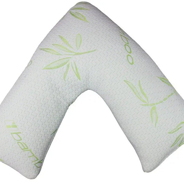 Luxury Bamboo V-Shaped Memory Foam Pillow Orthopedic Support Nursing Pregnancy Pillow.