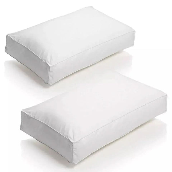 Luxury Breathable Box Pillows - Soft Polycotton, Plain/Striped, 40x68x8 cm - Hypoallergenic Comfort, Single.