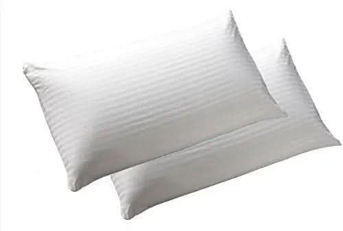 Luxury Breathable Box Pillows - Soft Polycotton, Plain/Striped, 40x68x8 cm - Hypoallergenic Comfort, Single.