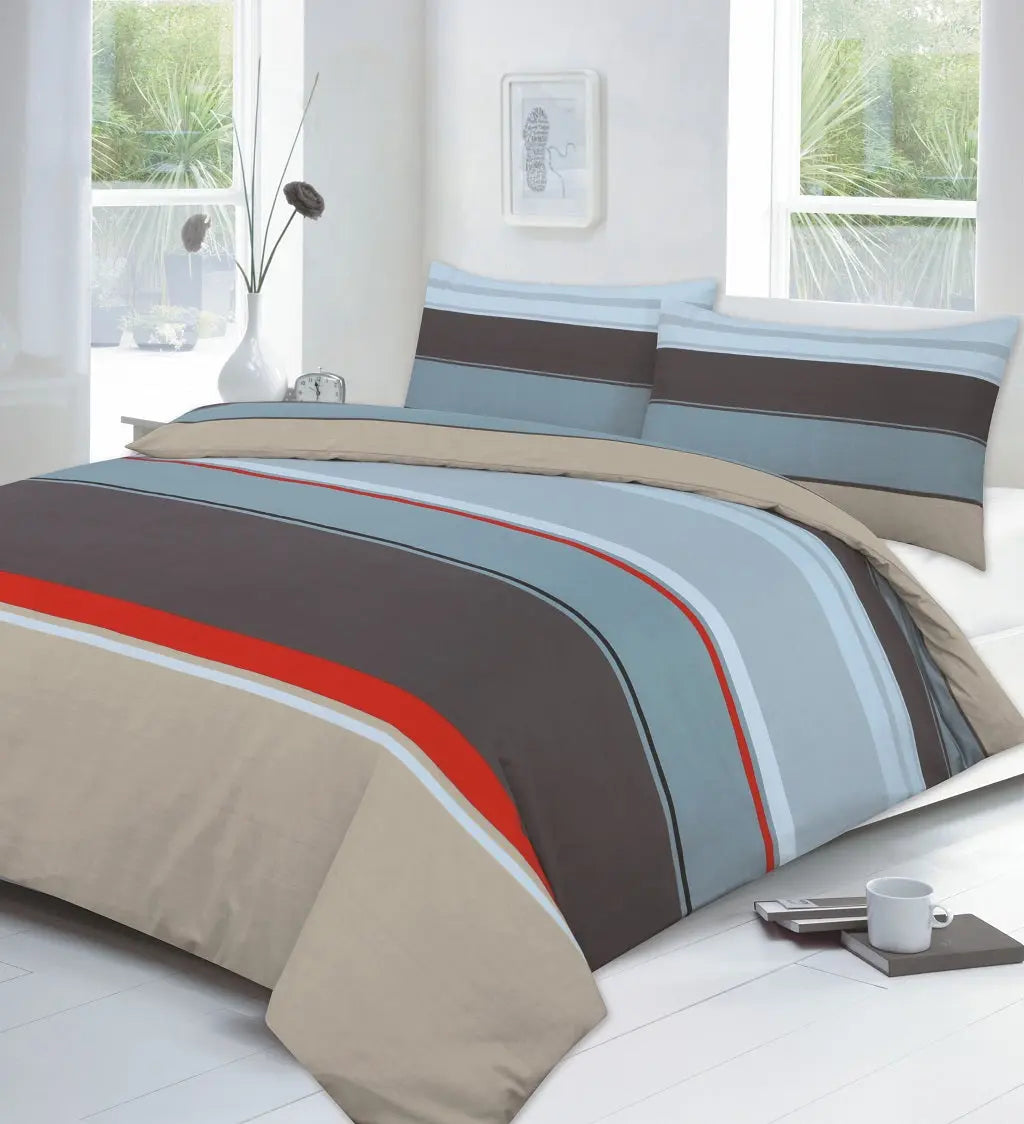 Luxury CARTER Printed Duvet Cover Bedding Set | Single, Double, King & Super King Sizes | Matching Pillowcase | UK Sizes | 100% Polly-cotton.
