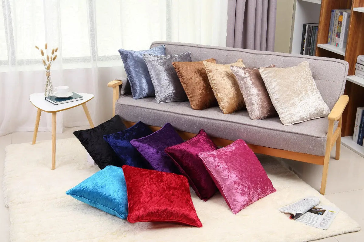 Luxury Soft Plain Crushed Plush Velvet Cushion Cover - UK Sizes 18''× 18'' & 24''× 24'' , Multi Colors - Luxe Home Décor.