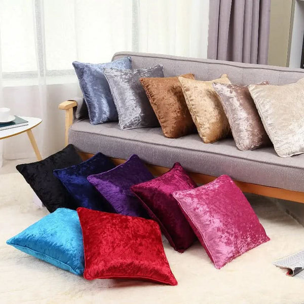 Luxury Soft Plain Crushed Plush Velvet Cushion Cover - UK Sizes 18''× 18'' & 24''× 24'' , Multi Colors - Luxe Home Décor.