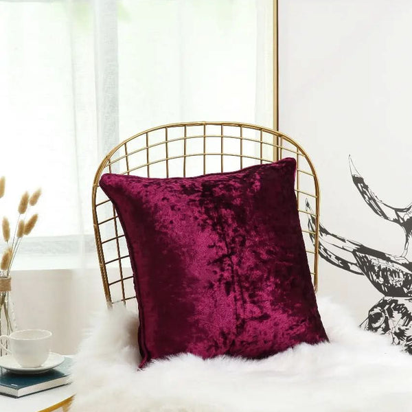 Luxury Soft Plain Crushed Plush Velvet Cushion Cover - UK Sizes 18''× 18'' & 24''× 24'' , Multi Colors - Luxe Home Décor.