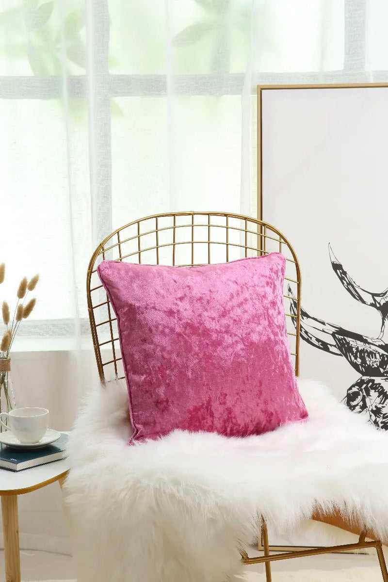 Luxury Soft Plain Crushed Plush Velvet Cushion Cover - UK Sizes 18''× 18'' & 24''× 24'' , Multi Colors - Luxe Home Décor.