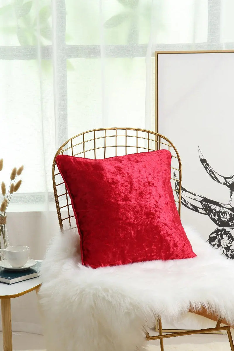 Luxury Soft Plain Crushed Plush Velvet Cushion Cover - UK Sizes 18''× 18'' & 24''× 24'' , Multi Colors - Luxe Home Décor.