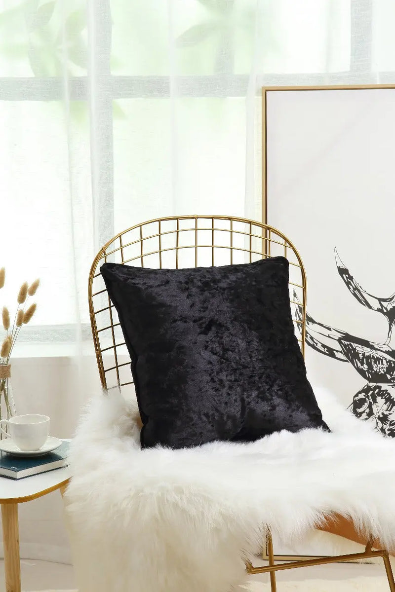 Luxury Soft Plain Crushed Plush Velvet Cushion Cover - UK Sizes 18''× 18'' & 24''× 24'' , Multi Colors - Luxe Home Décor.